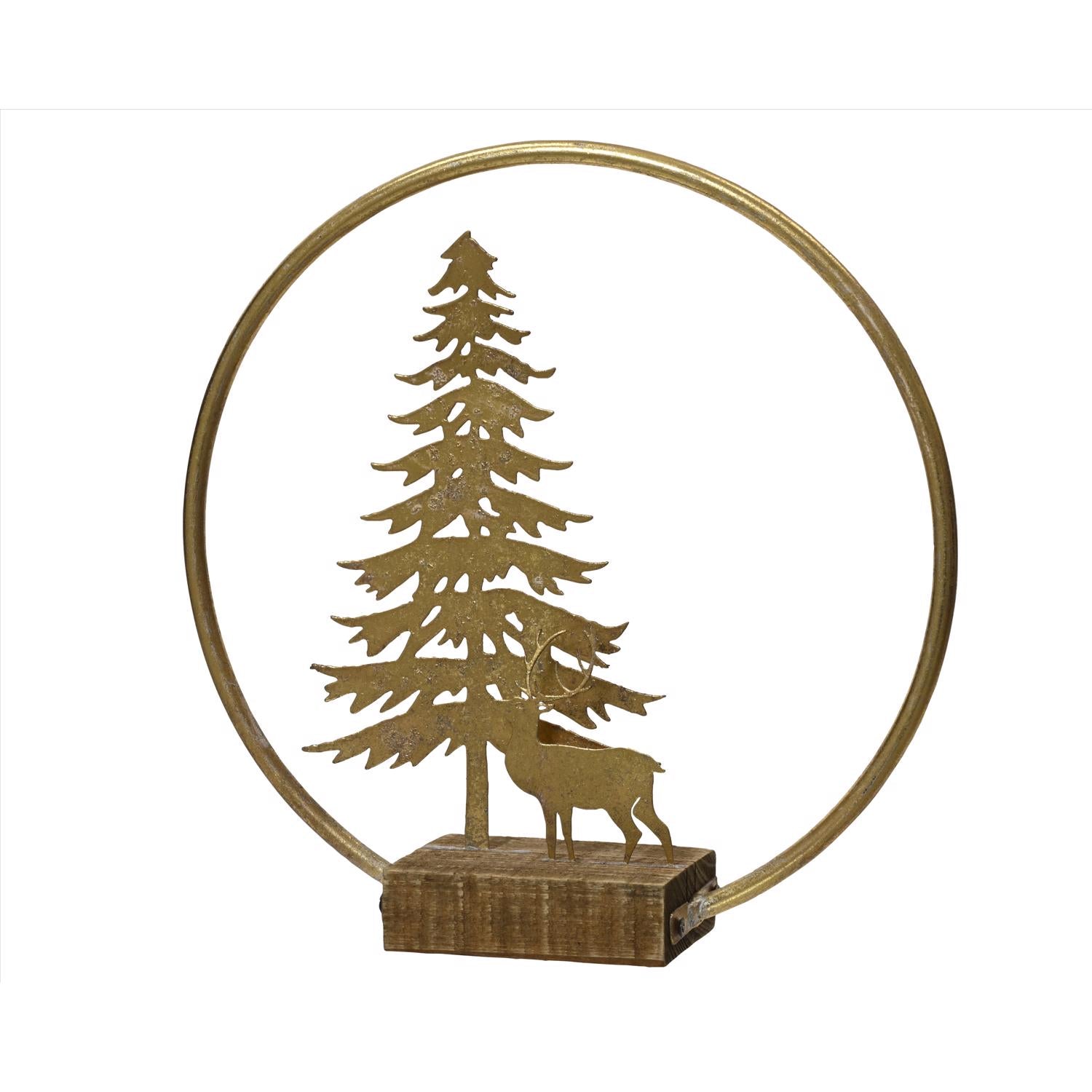 Decoris Gold Tree with Deer Table Decor 11 in. - Case of 10