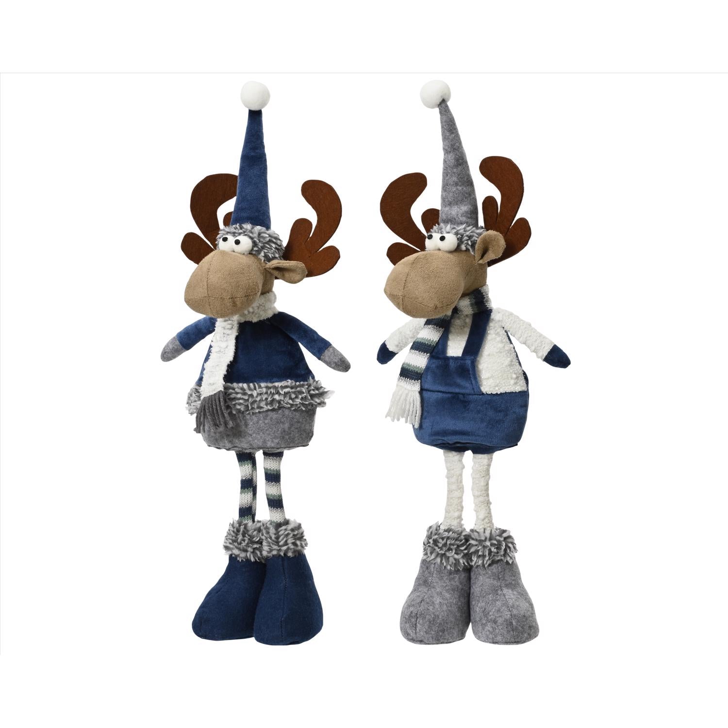 Decoris Blue/ White Plush Deer 19.69 in. - Case of 12