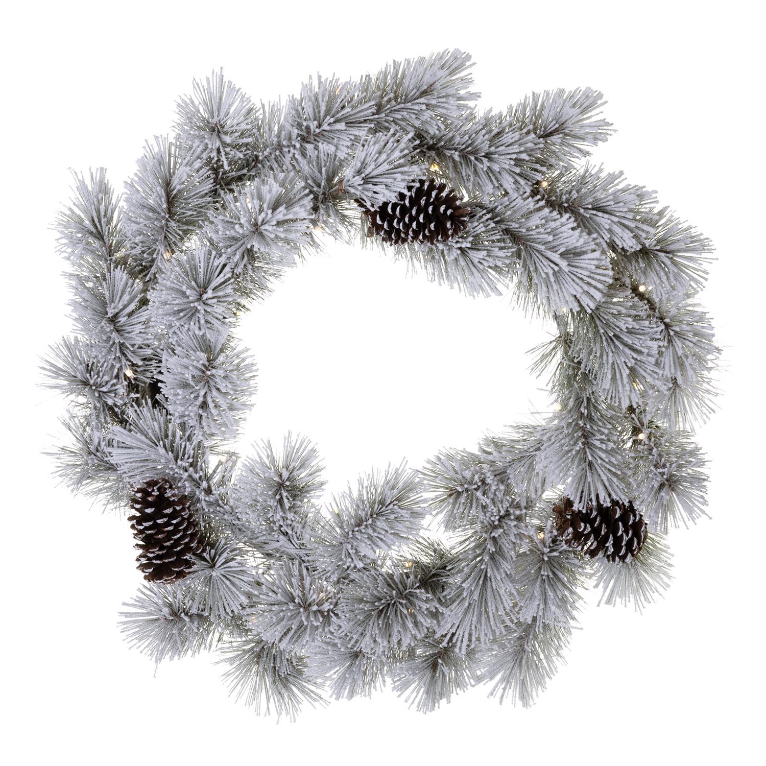 Celebrations Home 30 in. D LED Prelit Multicolored Snowy Scotch Pine Wreath - Case of 4