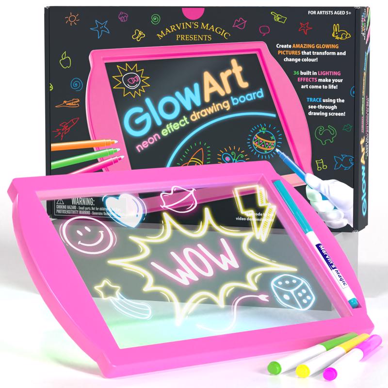 MARVIN'S MAGIC GLOW ART BOARD - BLACK - Marvin's Magic Glow Art Drawing Board Pink