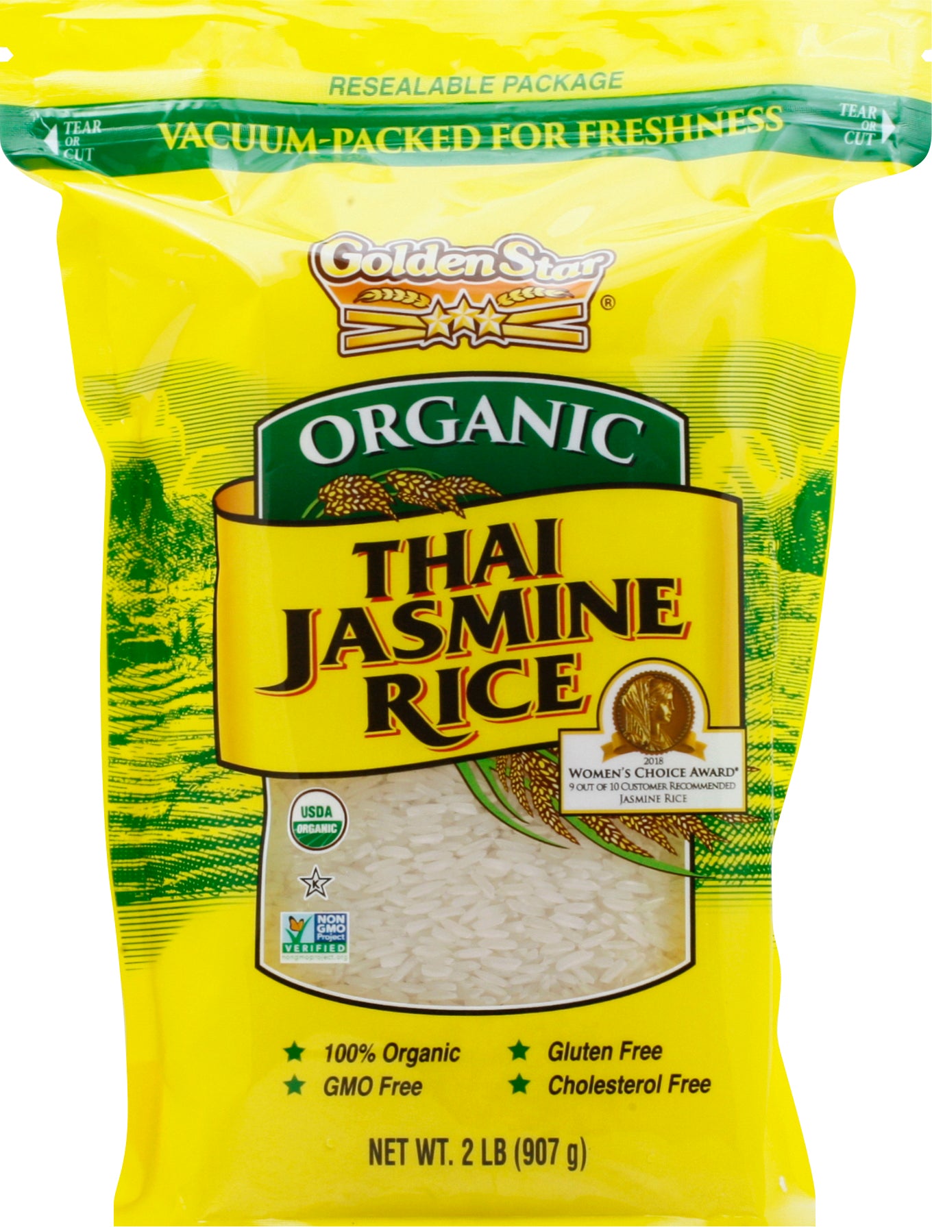 Golden Star Organic Thai Jasmine Rice 2 lb - Case of 6