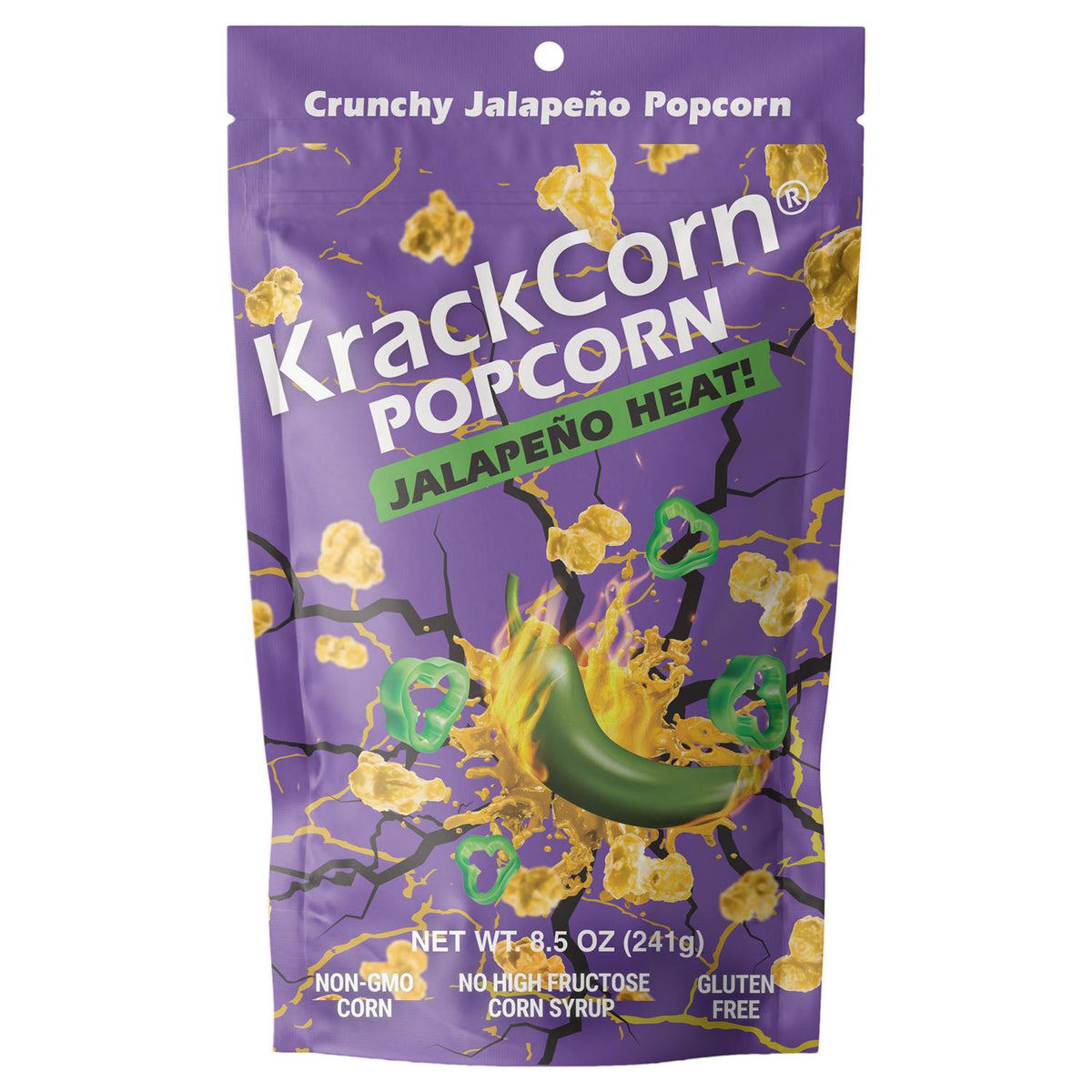KrackCorn Jalapeno Heat Popcorn 8.5 oz Bagged - Case of 6