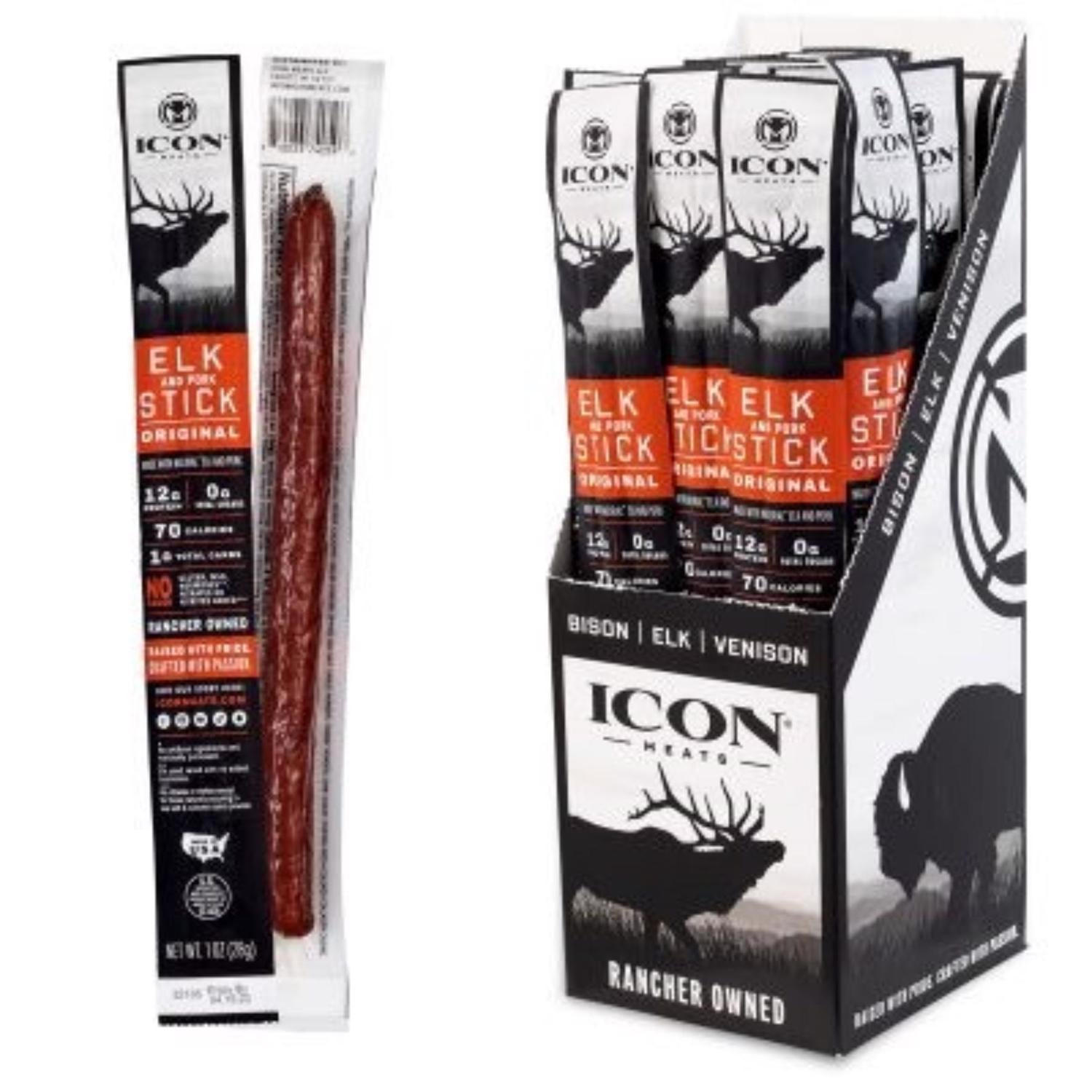 ICON Meats Elk & Pork Original Sticks 1 oz Pouch - Case of 24