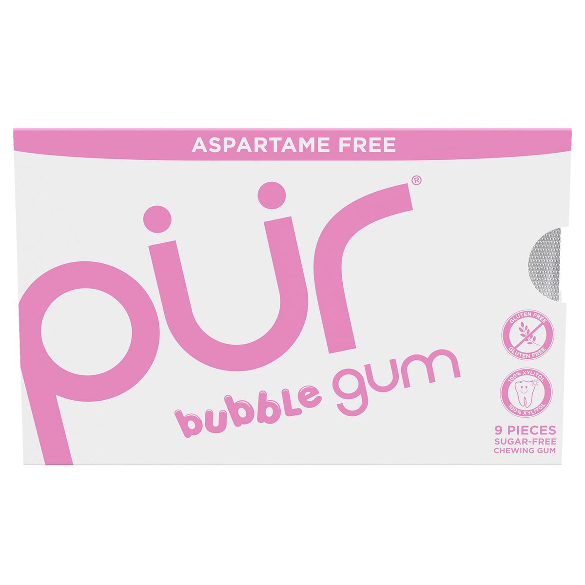 PUR Sugar Free Bubblegum Chewing Gum 1 pk 9 pc - Case of 12