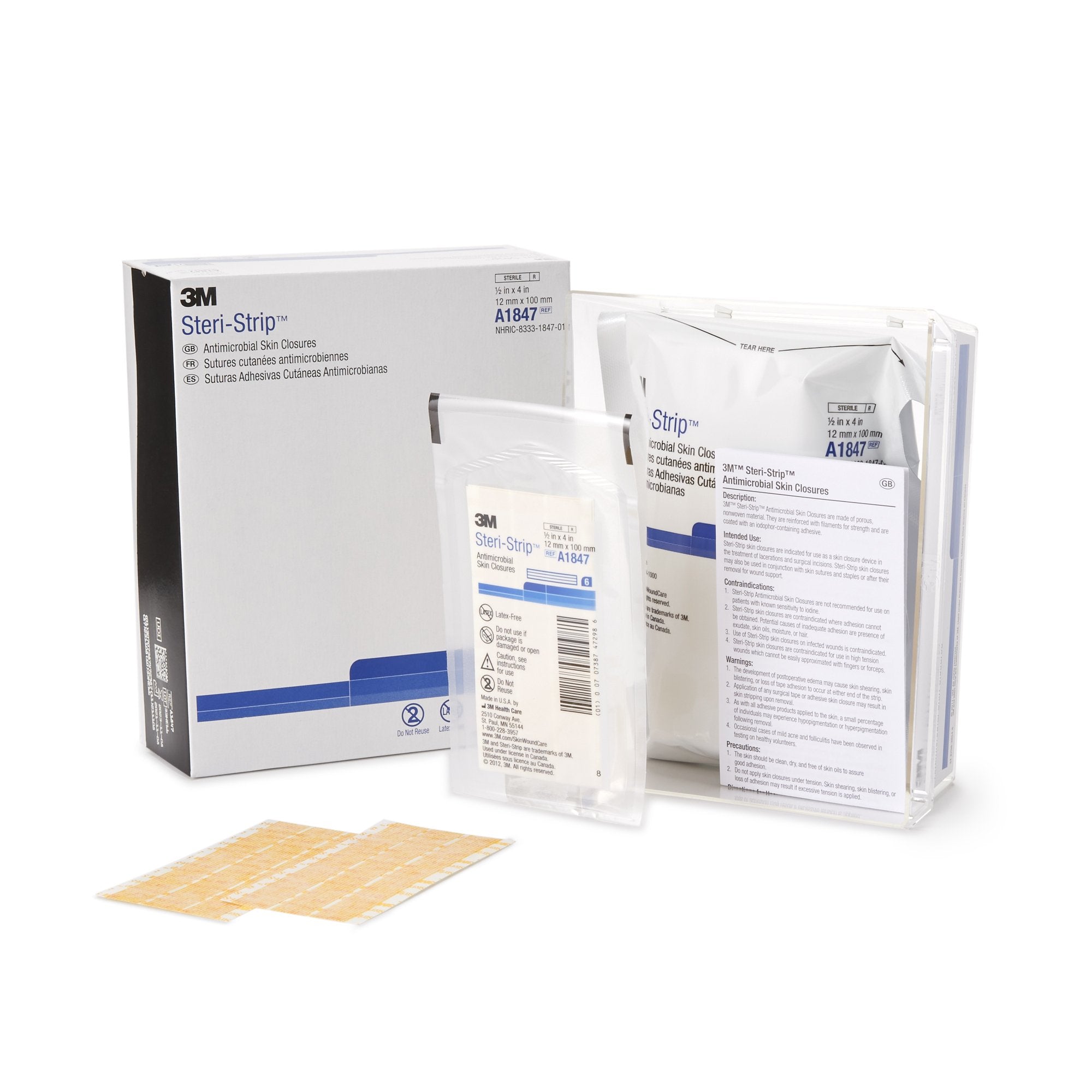 Solventum Corporation - Antimicrobial Skin Closure Strip Steri-Strip™ Antimicrobial 1/2 X 4 Inch Nonwoven Material Reinforced Strip Tan [200/CS]