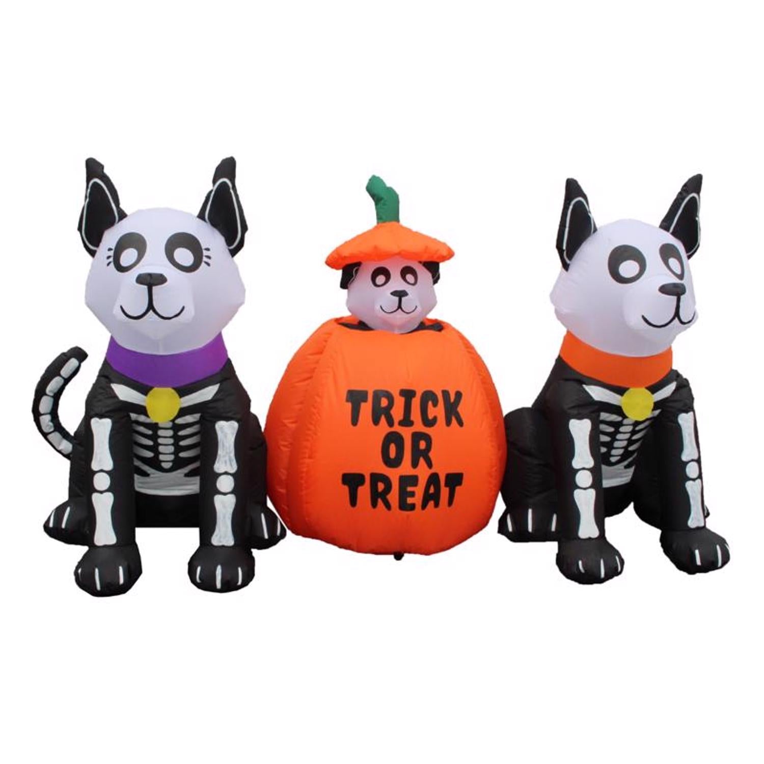 A Holiday Company 7 ft. LED Prelit Animated Skeleton Dog Family Inflatable