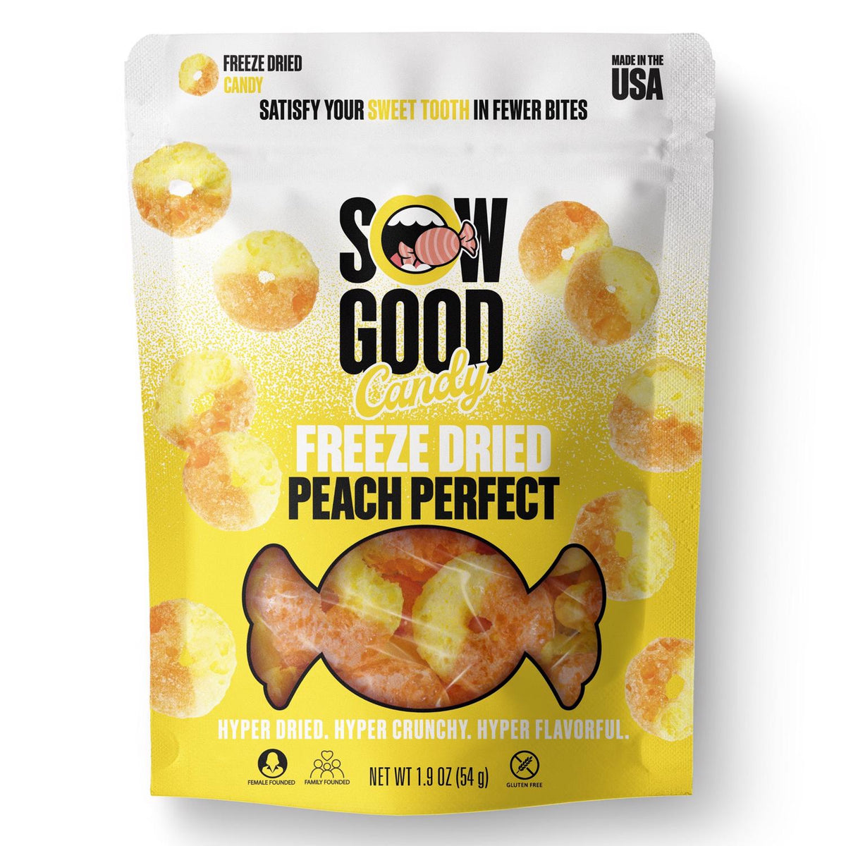 Sow Good Freeze Dried Peach Perfect Candy Bites 1.9 oz - Case of 12