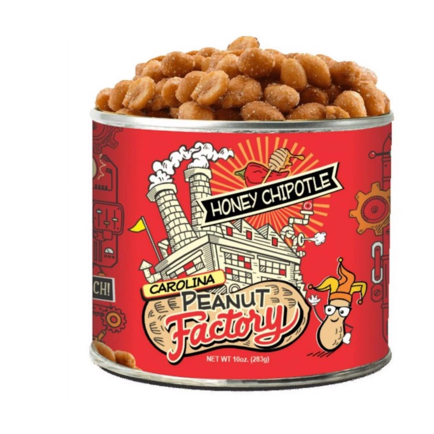 1 in 6 Snacks Carolina Peanut Factory Honey Chipotle Peanuts 10 oz Can - Case of 6