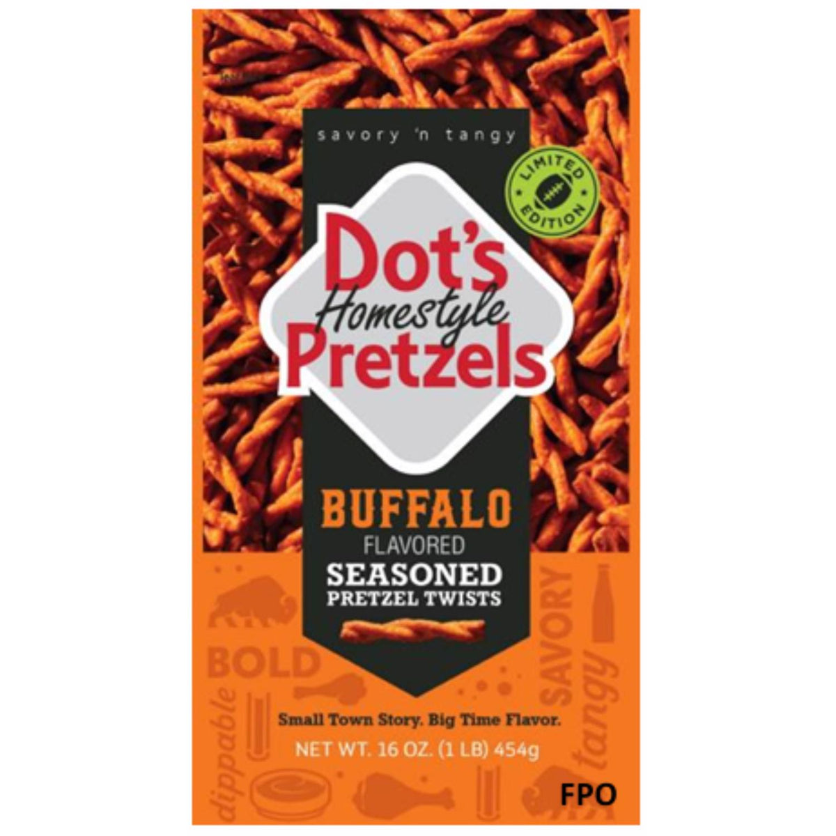 Dot's Homestyle Buffalo Pretzels 16 oz Bagged - Case of 10