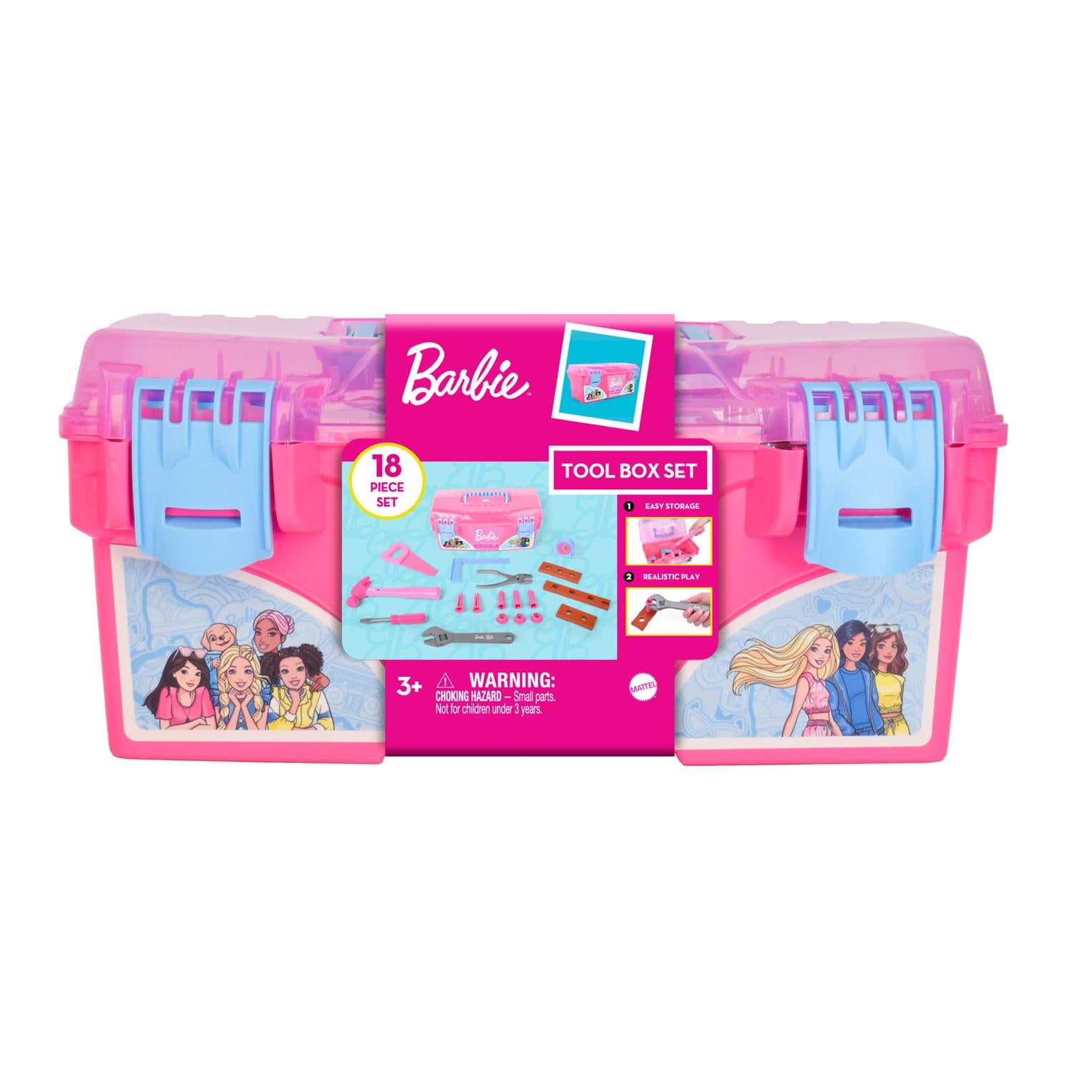 Maxx Bubbles Barbie Tool box Pink/Blue 18 pc