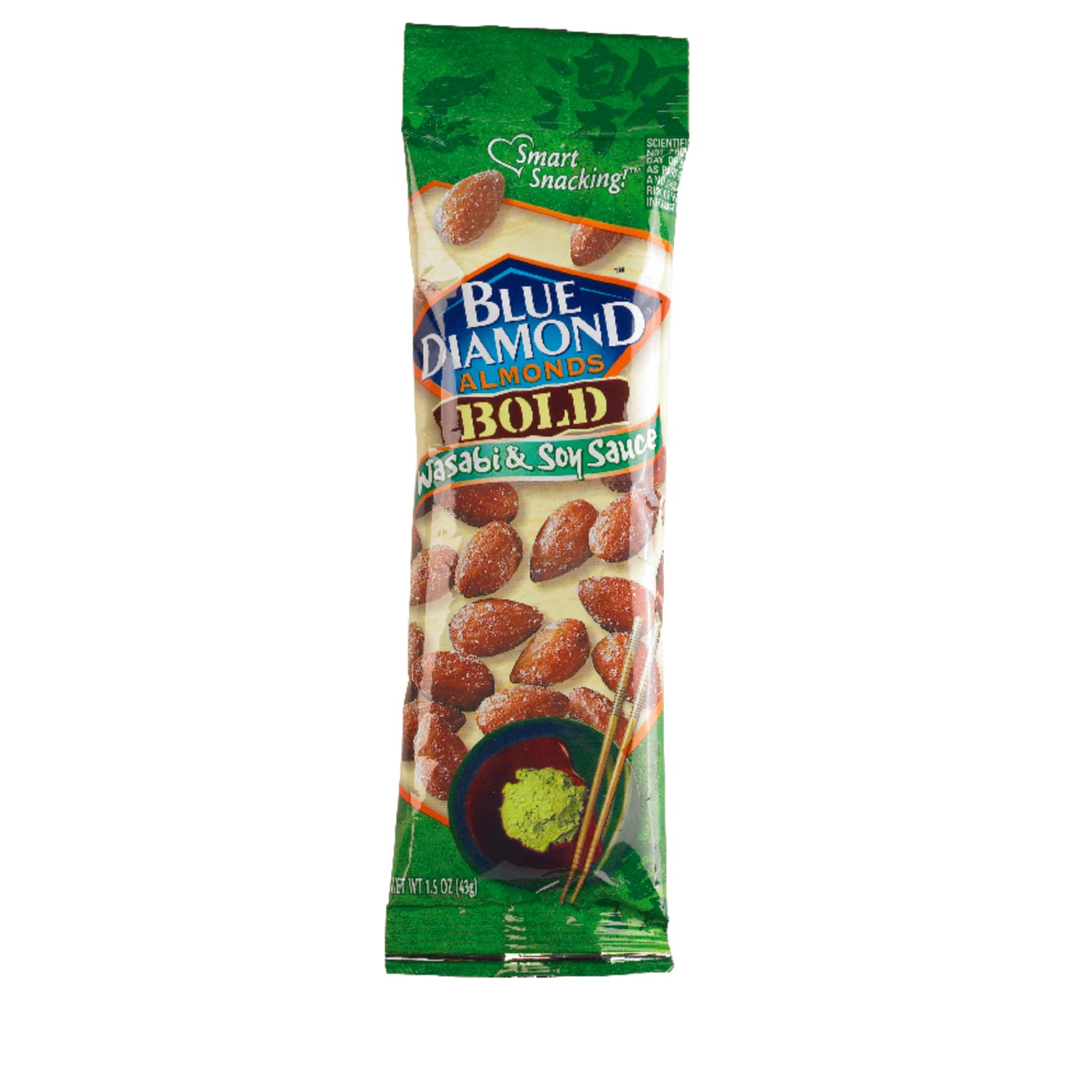 Blue Diamond Bold Wasabi and Soy Sauce Almonds 1.5 oz Bagged - Case of 12