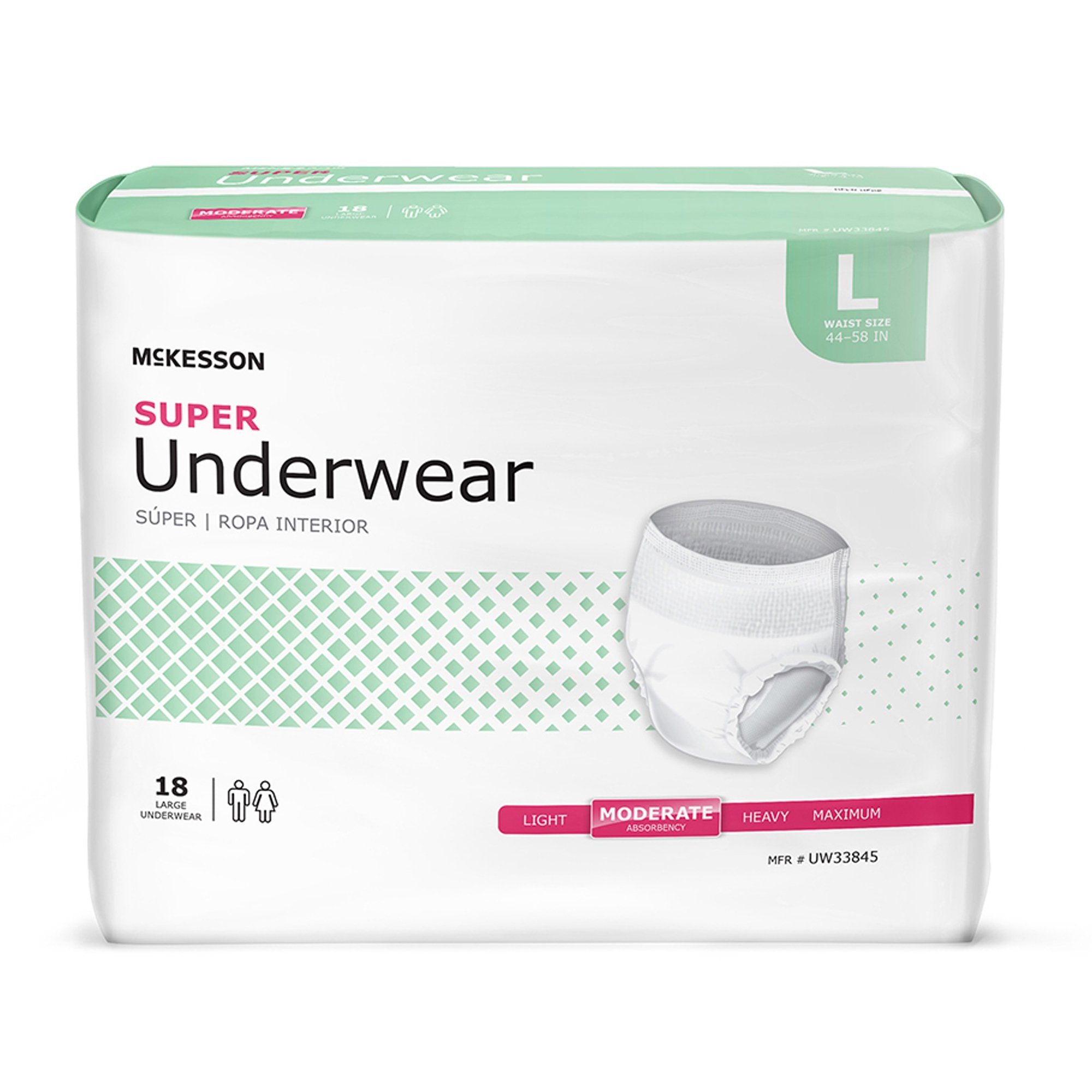 McKesson Brand - Unisex Adult Absorbent Underwear McKesson Pull On with Tear Away Seams Large Disposable Moderate Absorbency [18/BG]