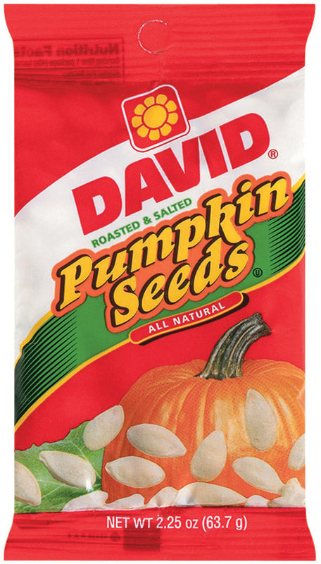 DAVID - David Roasted Salted Pumpkin Seeds 2.25 oz Pegged - Case of 12