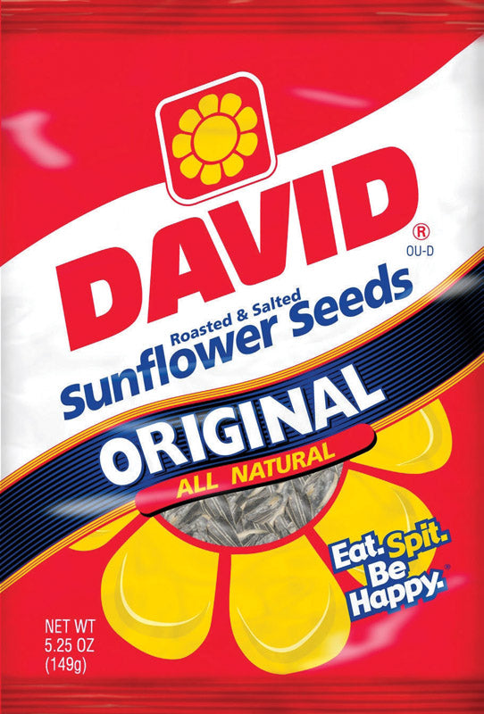 DAVID - David Original Roasted Salted Sunflower Seeds 5.25 oz Pegged - Case of 12