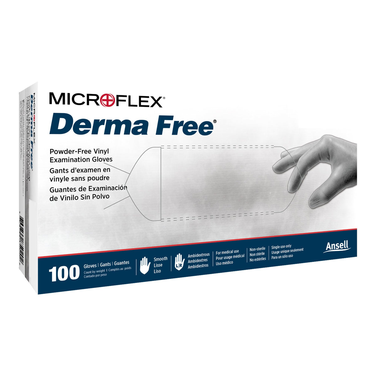 Microflex Medical - Exam Glove Derma Free™ Medium NonSterile Vinyl Standard Cuff Length Smooth Clear Not Rated [100/BX]