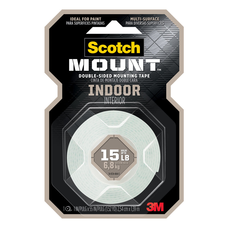 SCOTCH - 3M Scotch-Mount Double Sided 1 in. W X 55 in. L Mounting Tape White - Case of 6