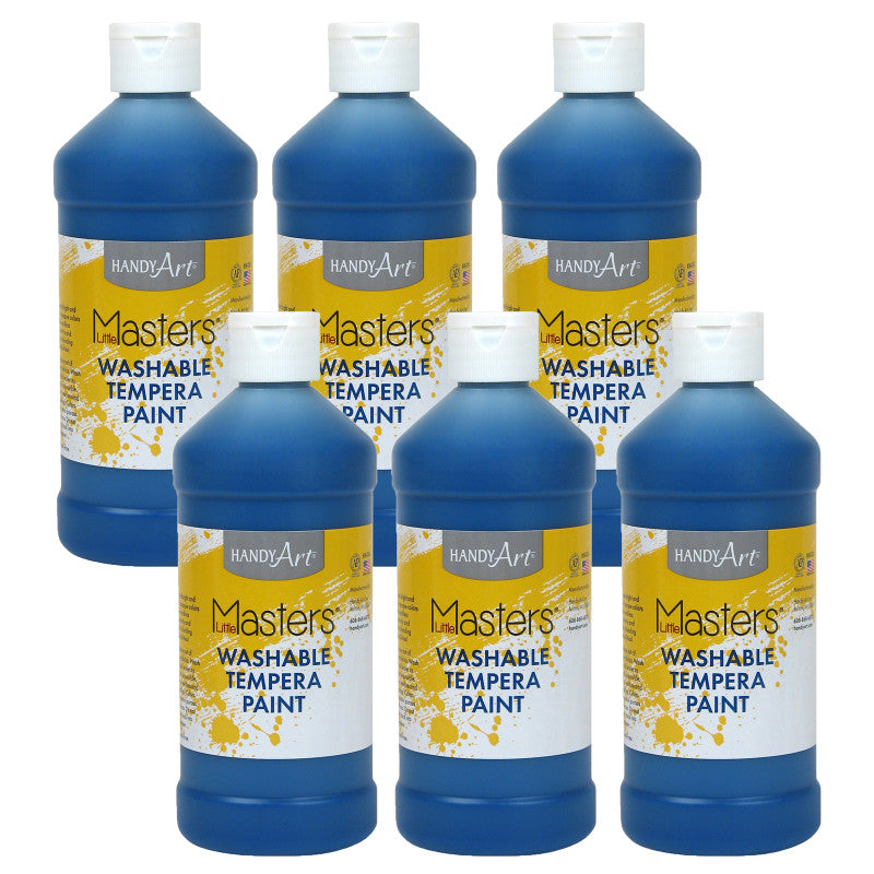 HANDY ART - Little Masters® Washable Tempera Paint, Blue, 16 oz., Pack of 6