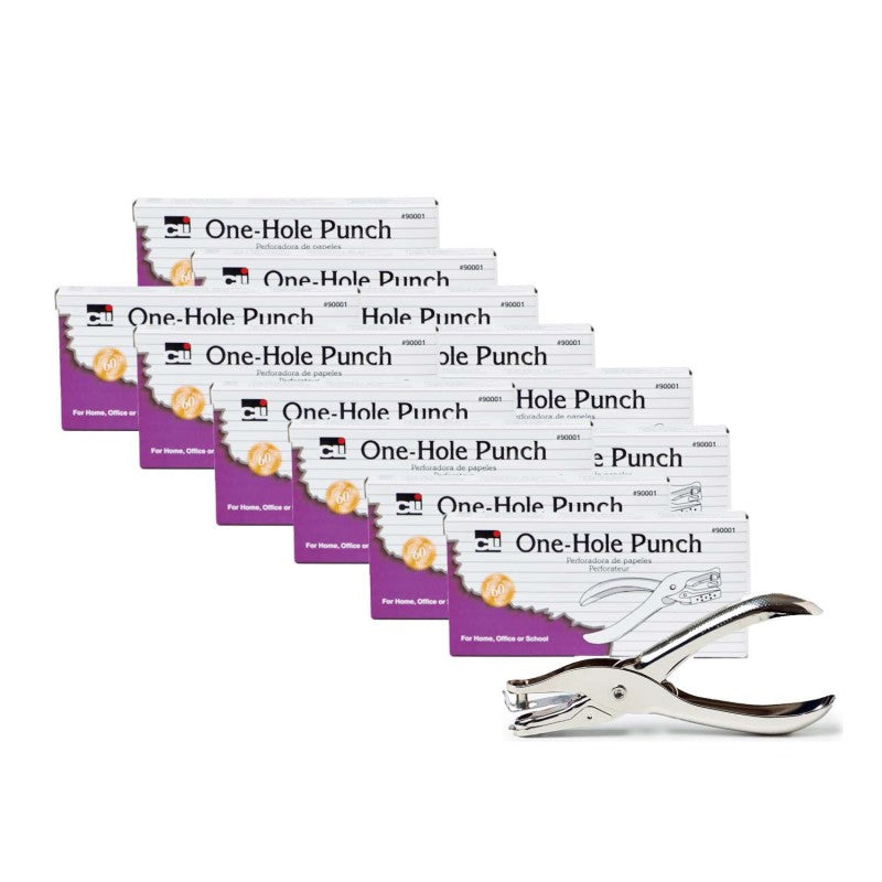 CHARLES LEONARD - One-Hole Paper Punch with Metal Catcher, Pack of 12
