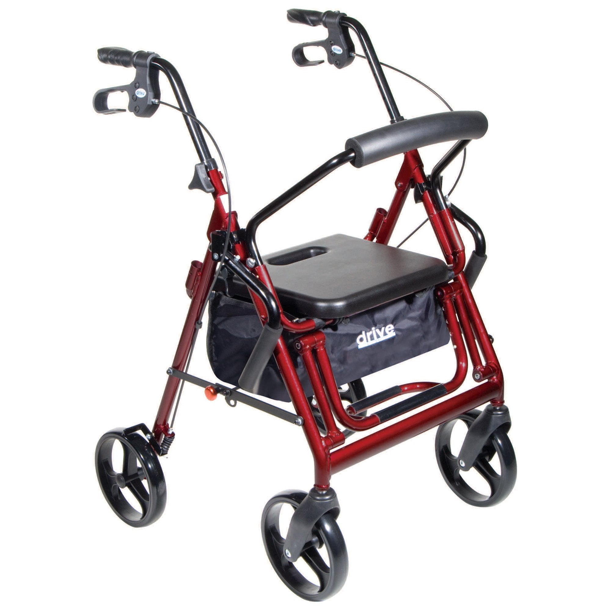 Drive Medical - 4 Wheel Rollator / Transport Chair drive™ Duet Burgundy Adjustable Height / Transport / Folding Aluminum Frame [1/EA]
