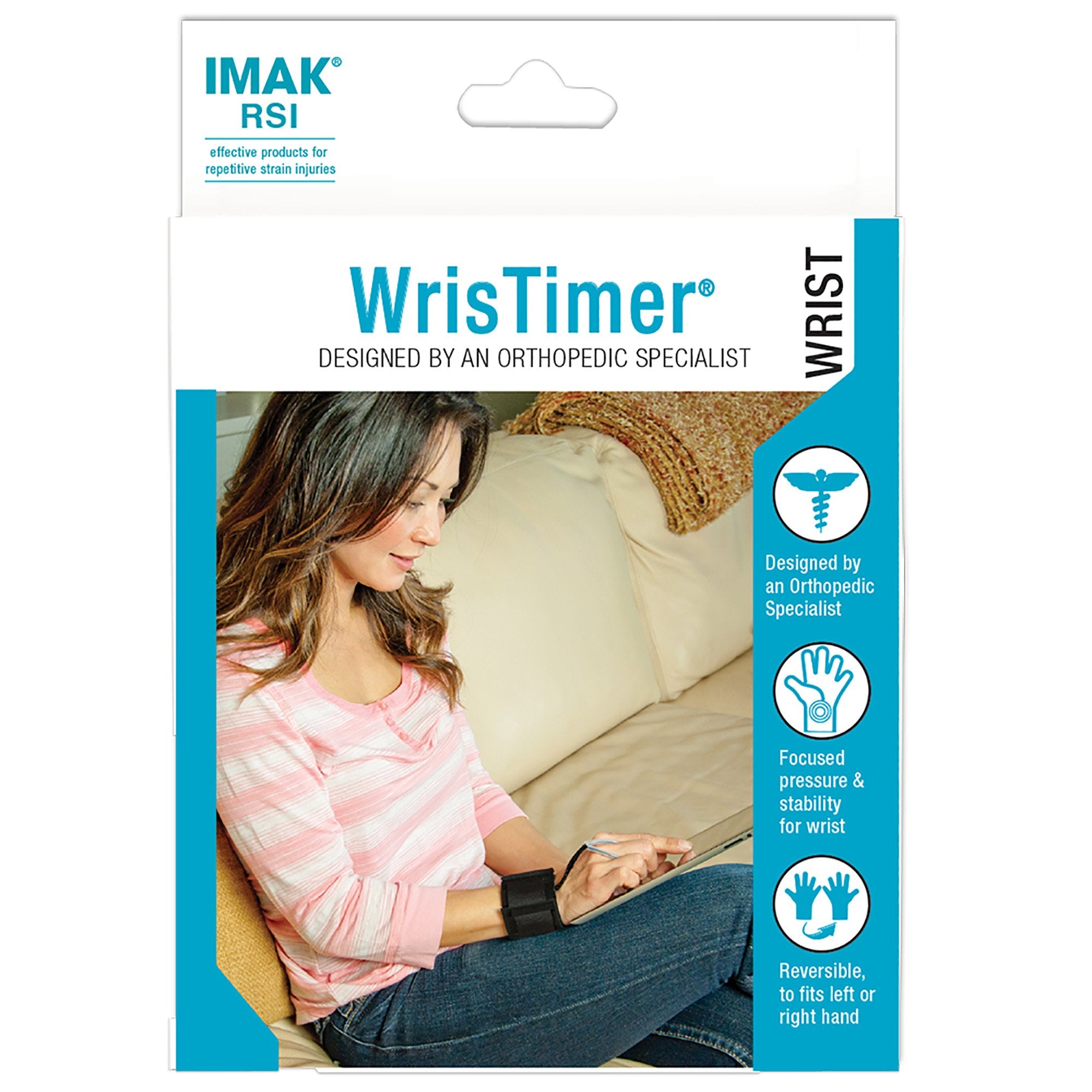 Brownmed - Wrist Support IMAK® RSI WrisTimer® Daytime Elastic Left or Right Hand Black Medium [1/EA]