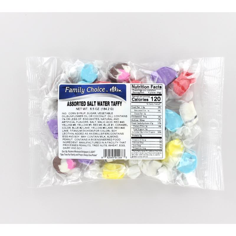 FAMILY CHOICE - Family Choice Assorted Salt Water Taffy Candy 6.5 oz - Case of 12