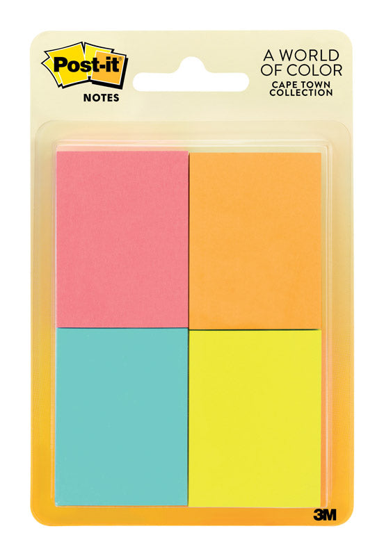 POST-IT - Post-It 1.5 in. W X 2 in. L Assorted Sticky Notes 4 pad