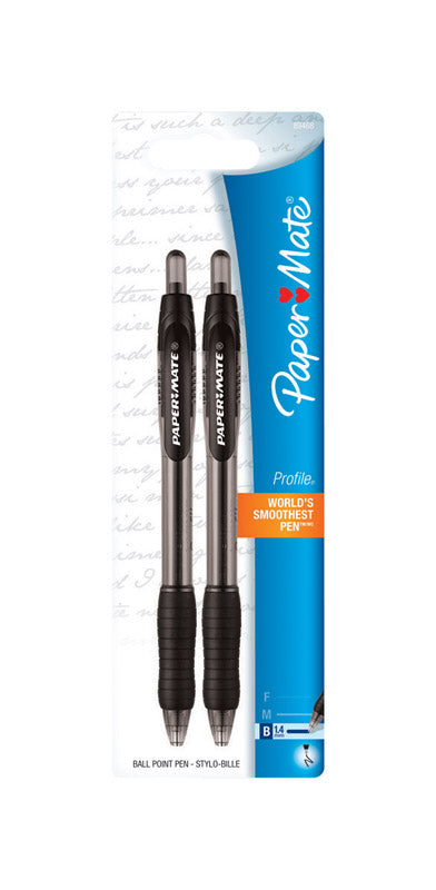 PAPER MATE - Paper Mate Profile Black Retractable Ball Point Pen 2 pk - Case of 6