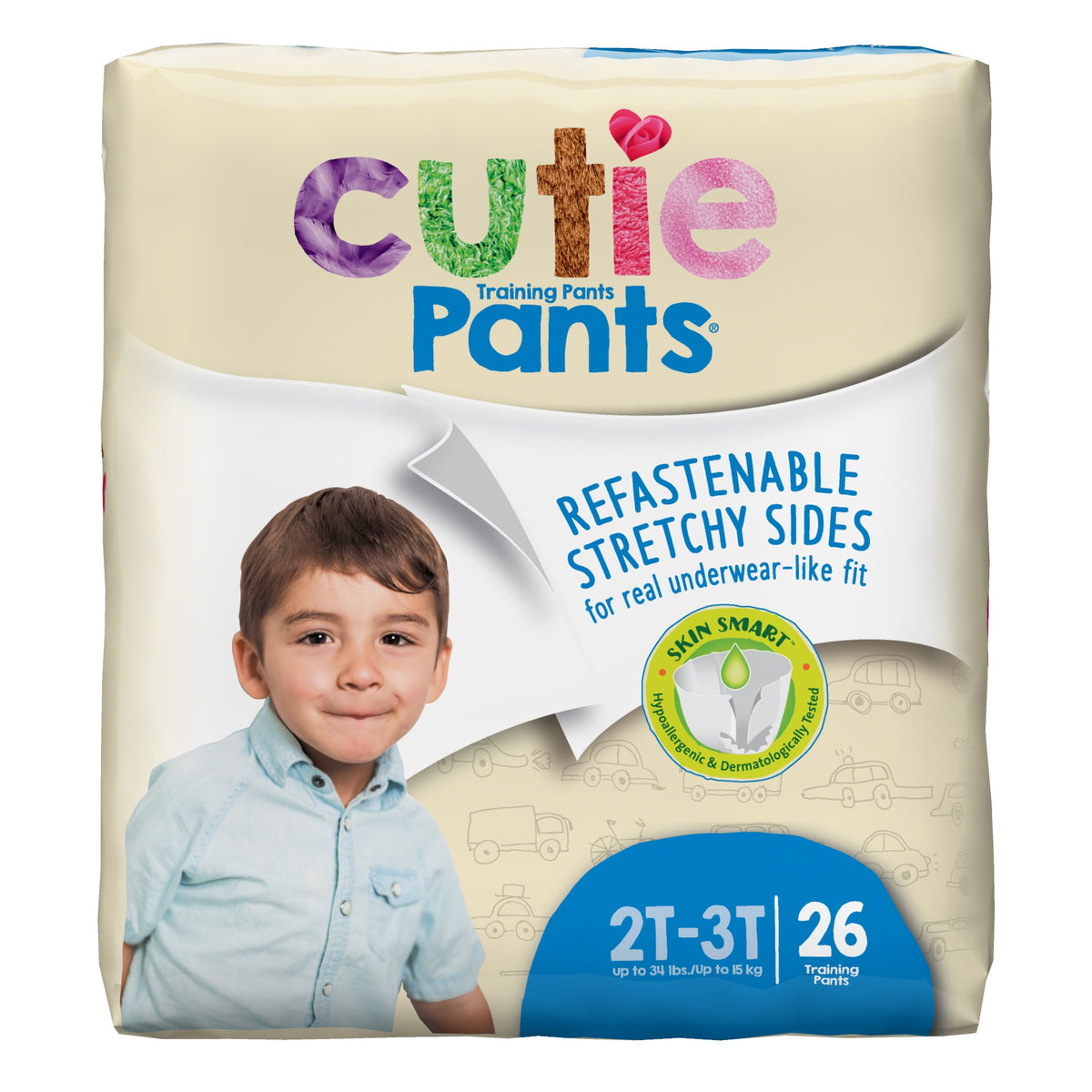 First Quality - Male Toddler Training Pants Cutie Pants® Size 2T to 3T Disposable Heavy Absorbency [26/BG]