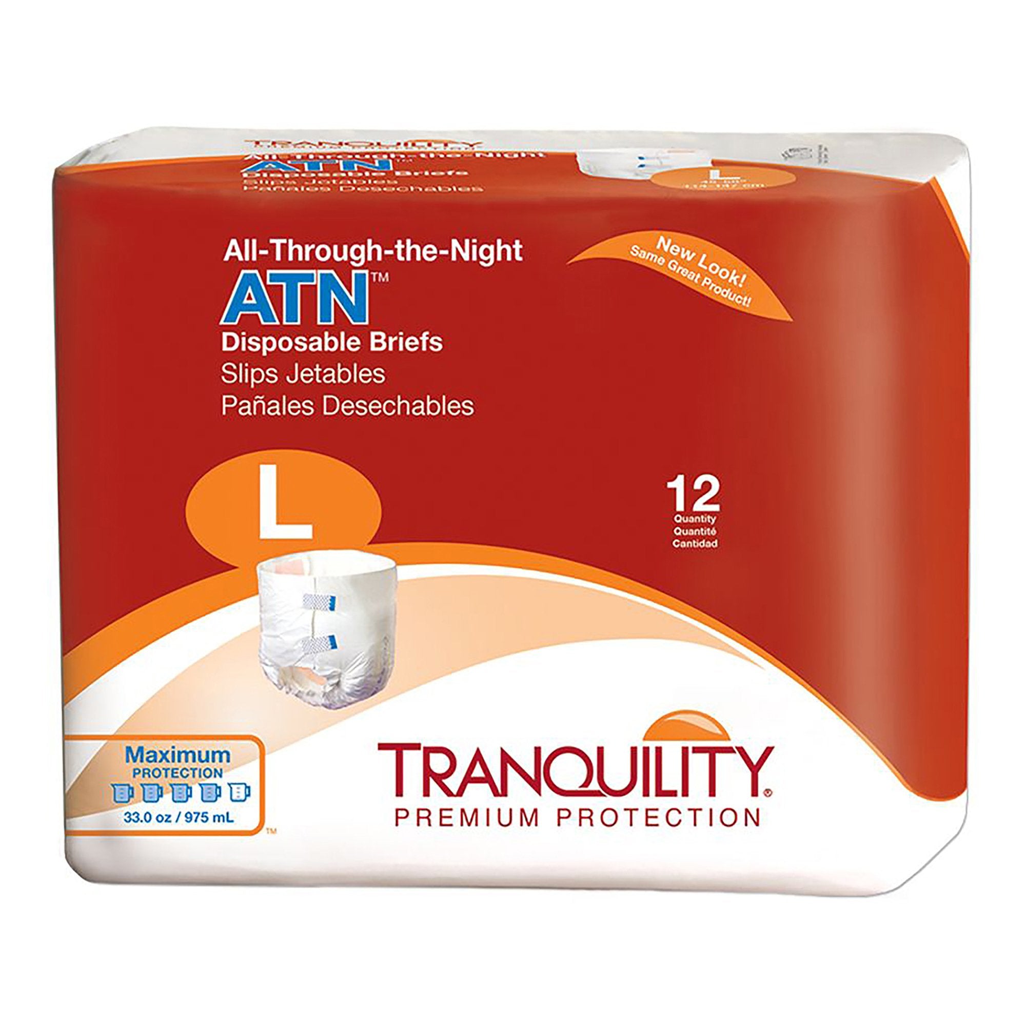 Principle Business Enterprises - Unisex Adult Incontinence Brief Tranquility® ATN Large Disposable Heavy Absorbency [12/BG]