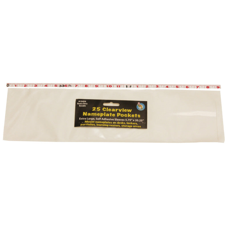 ASHLEY PRODUCTIONS - Clear View Self-Adhesive Extra Large Name Plate Pocket 5.75" x 21", Pack of 25