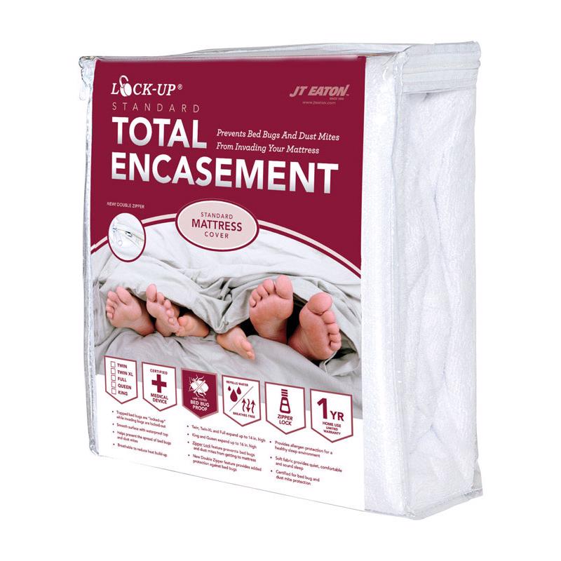 JT EATON - JT Eaton Lock-Up King White Stretch-Knit Polyester Mattress Encasement Cover