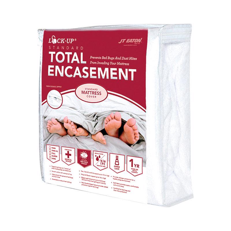 JT EATON - JT Eaton Lock-Up Twin White Stretch-Knit Polyester Mattress Encasement Cover