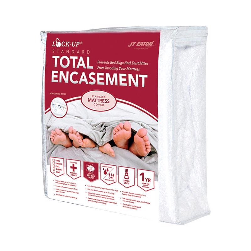 JT EATON - JT Eaton Lock-Up Full White Stretch-Knit Polyester Mattress Encasement Cover