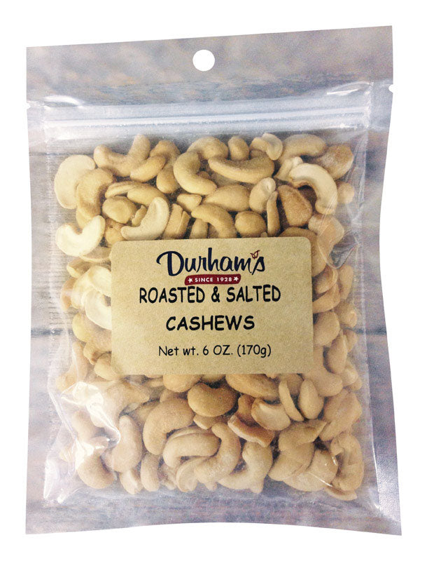 DURHAMS - Durhams Roasted & Salted Cashews 6 oz Bagged - Case of 12