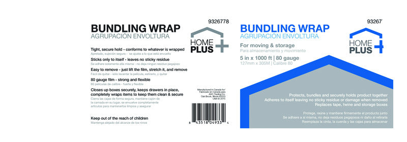 HOME PLUS - Home Plus 5 in. W X 1000 ft. L Stretch Film