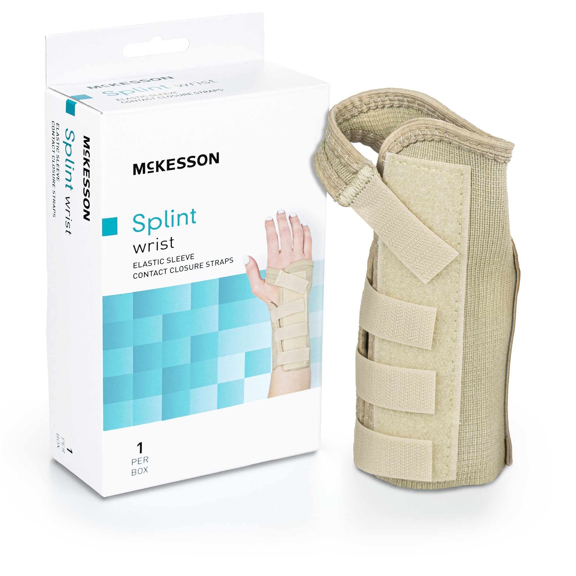 McKesson Brand - Wrist Brace McKesson Low Profile / Contoured / Wraparound Aluminum / Cotton / Elastic Right Hand Beige Small [1/EA]