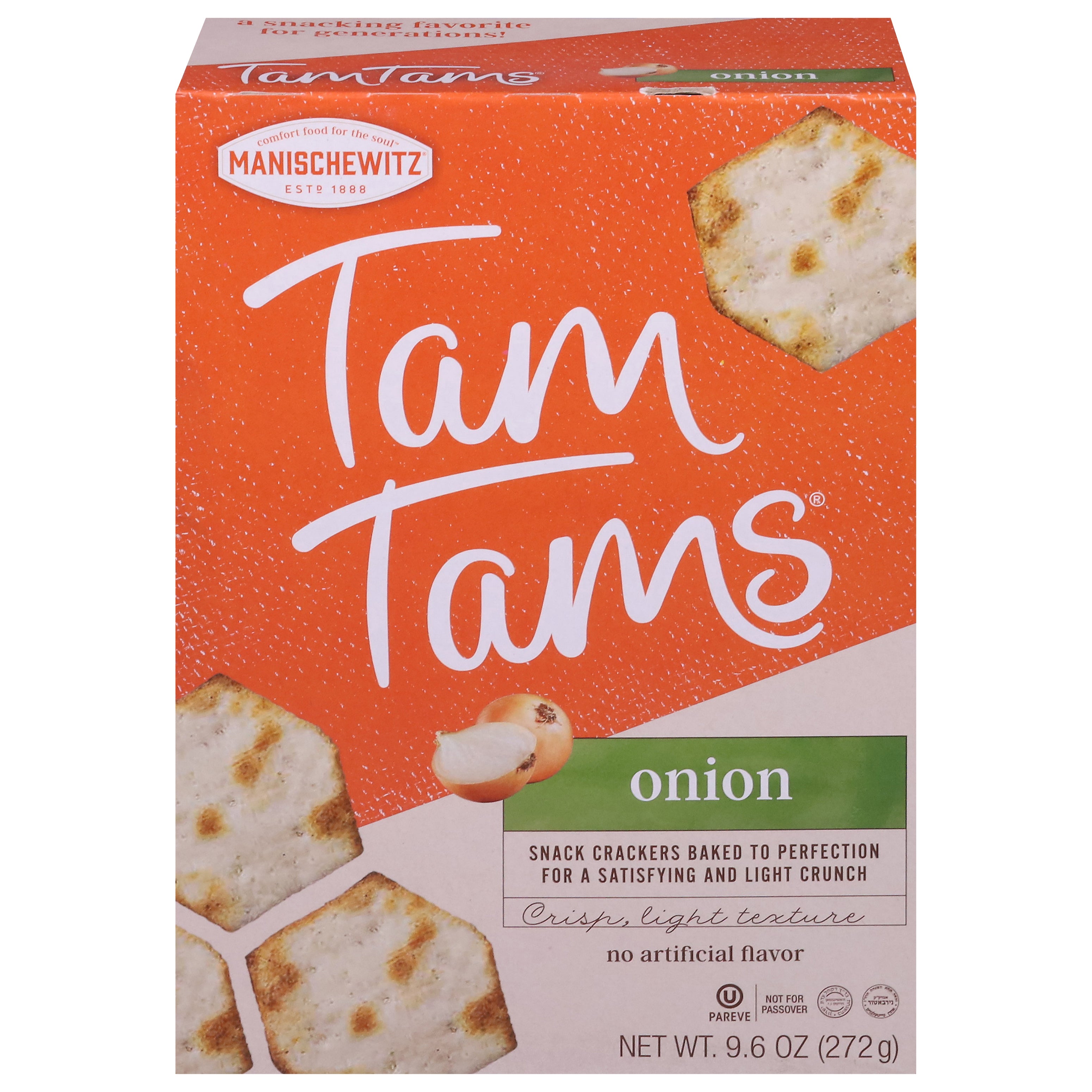 Manischewitz Onion Snack Crackers 9.6 oz - Case of 12