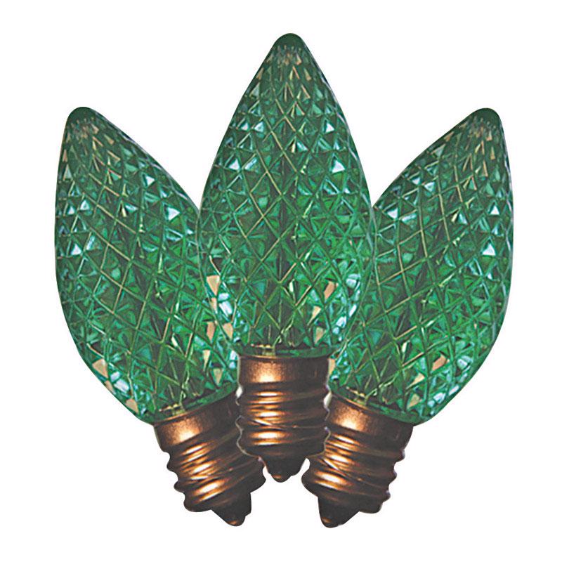 HOLIDAY BRIGHT LIGHTS - Holiday Bright Lights LED C7 Green 25 ct Replacement Christmas Light Bulbs [BU25LEDFC7-TGRA]