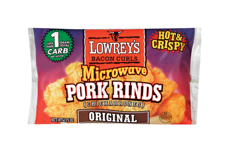 LOWREY'S - Lowrey's Bacon Microwave Pork Rinds 1.75 oz Bagged - Case of 18