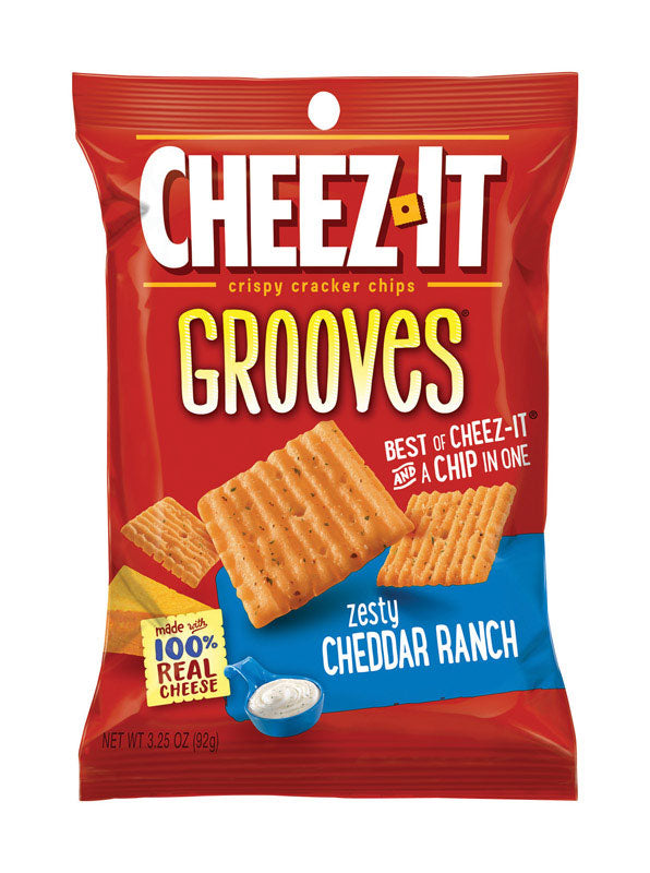 CHEEZ-IT - Cheez-It Grooves Zesty Cheddar Ranch Crackers 3.25 oz Pegged - Case of 6