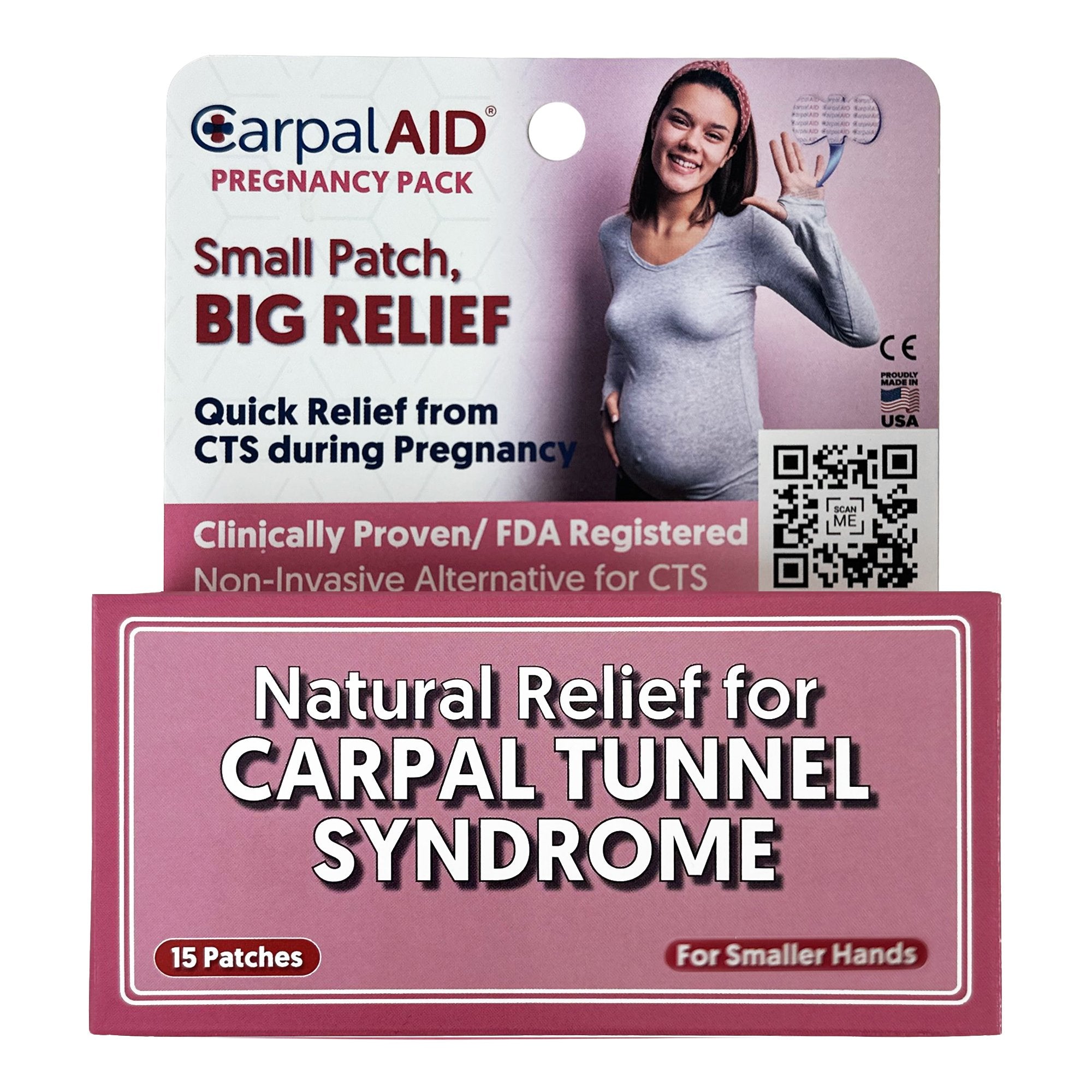 Carpal AID LLC - Hand-Based Carpal Tunnel Support Carpal AID® Patch Pregnancy Plastic Left or Right Hand Clear Small [15/PK]