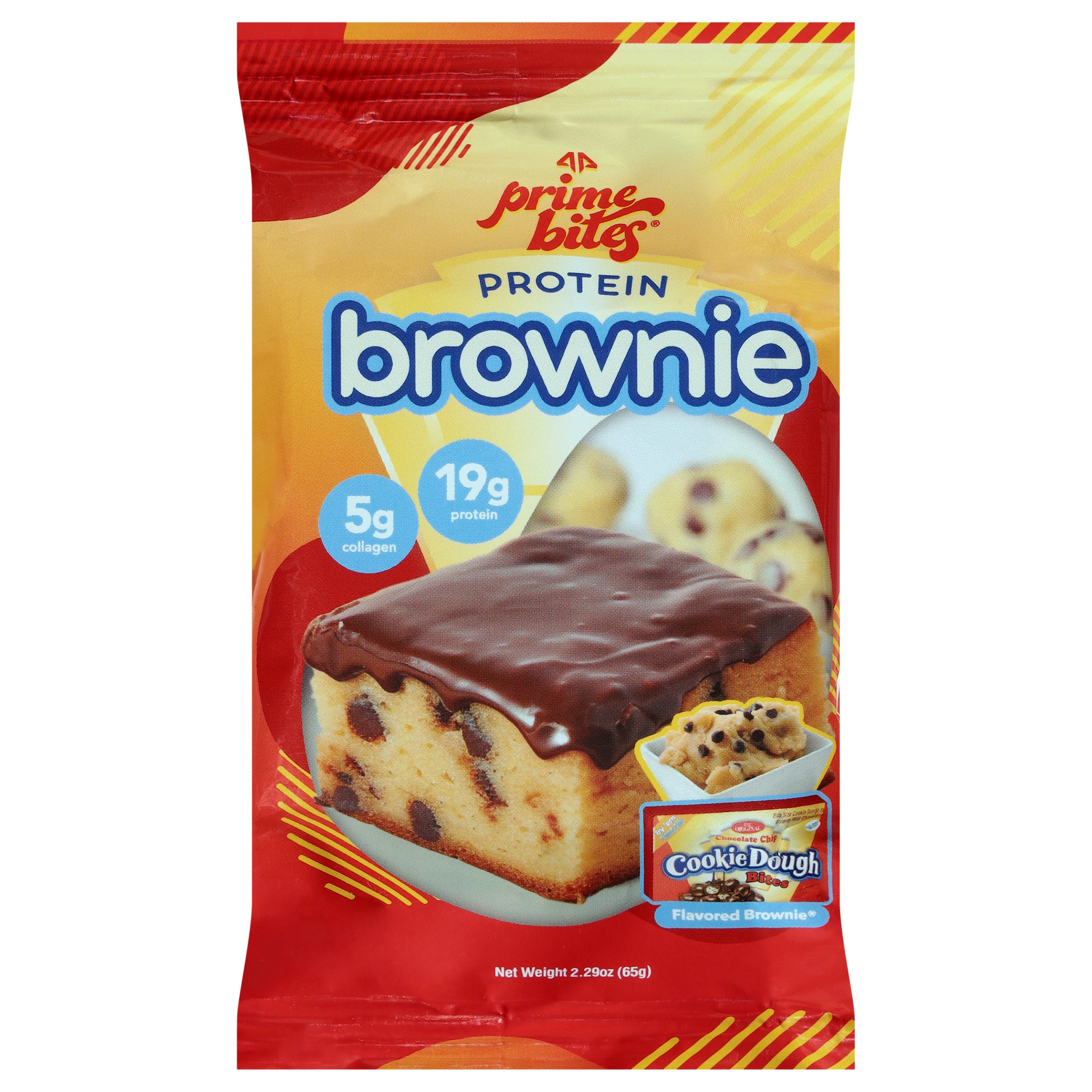 Prime Bites Protein Chocolate Chip Cookie Dough Brownie 2.29 oz - Case of 12