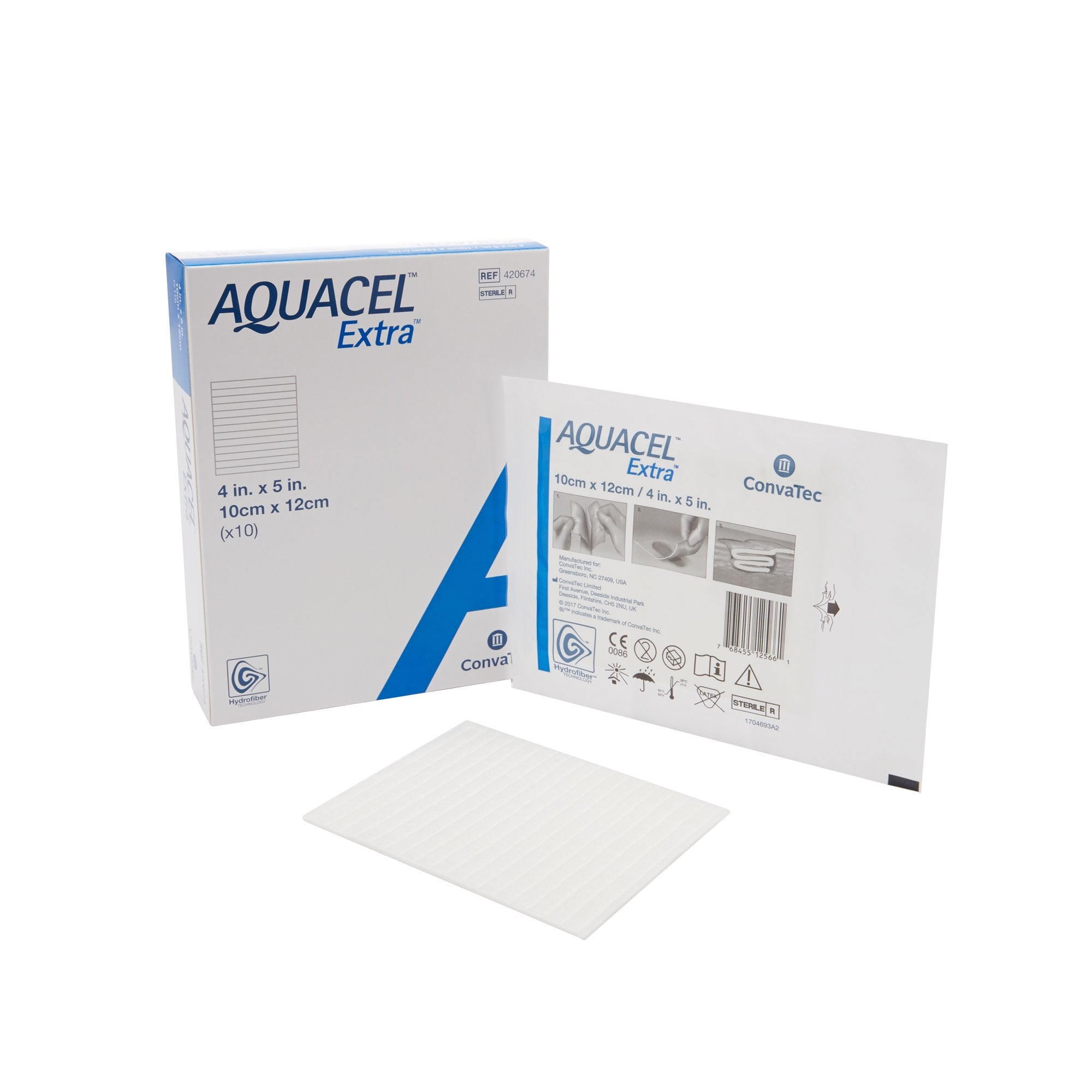 ConvaTec - Gelling Fiber Wound Dressing Aquacel® Extra™ 4 X 5 Inch Rectangle Sterile [10/BX]