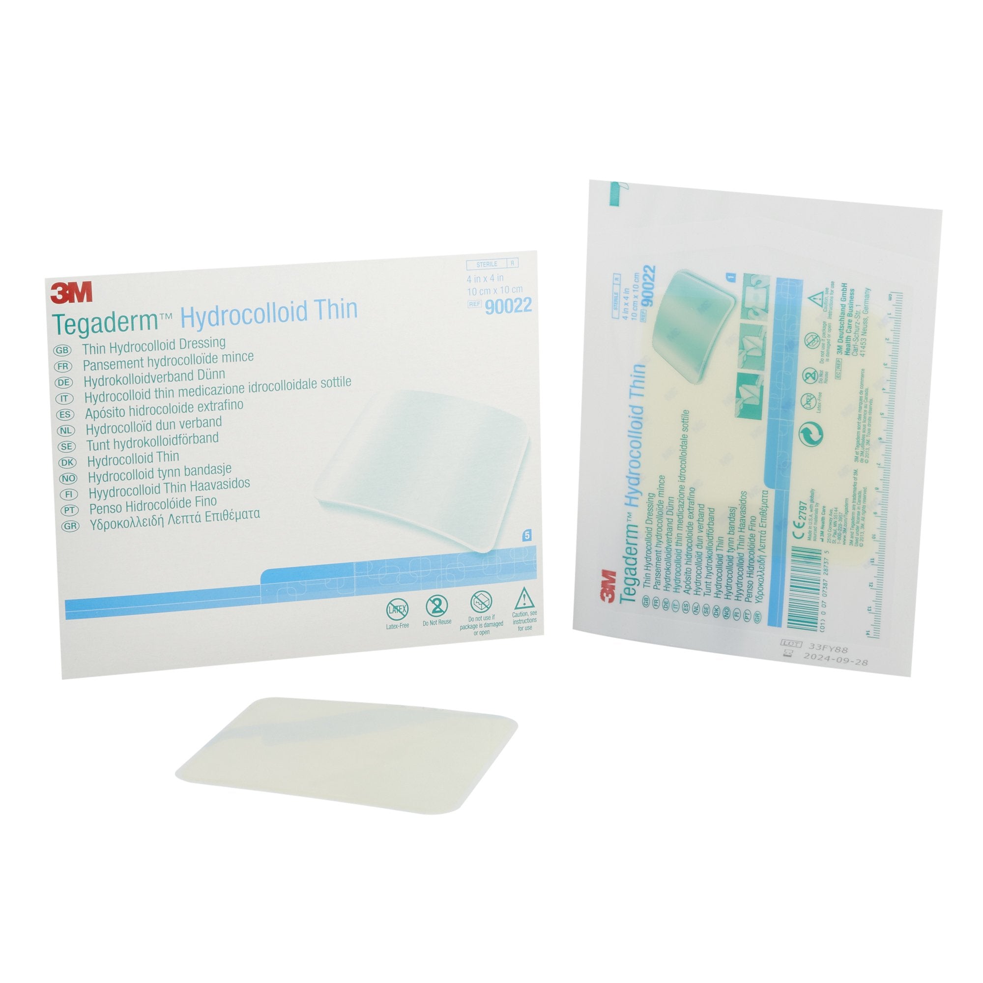 Solventum Corporation - Thin Hydrocolloid Dressing 3M™ Tegaderm™ Thin Water Resistant Film 4 X 4 Inch Square Hydrocolloid / Film [5/BX]