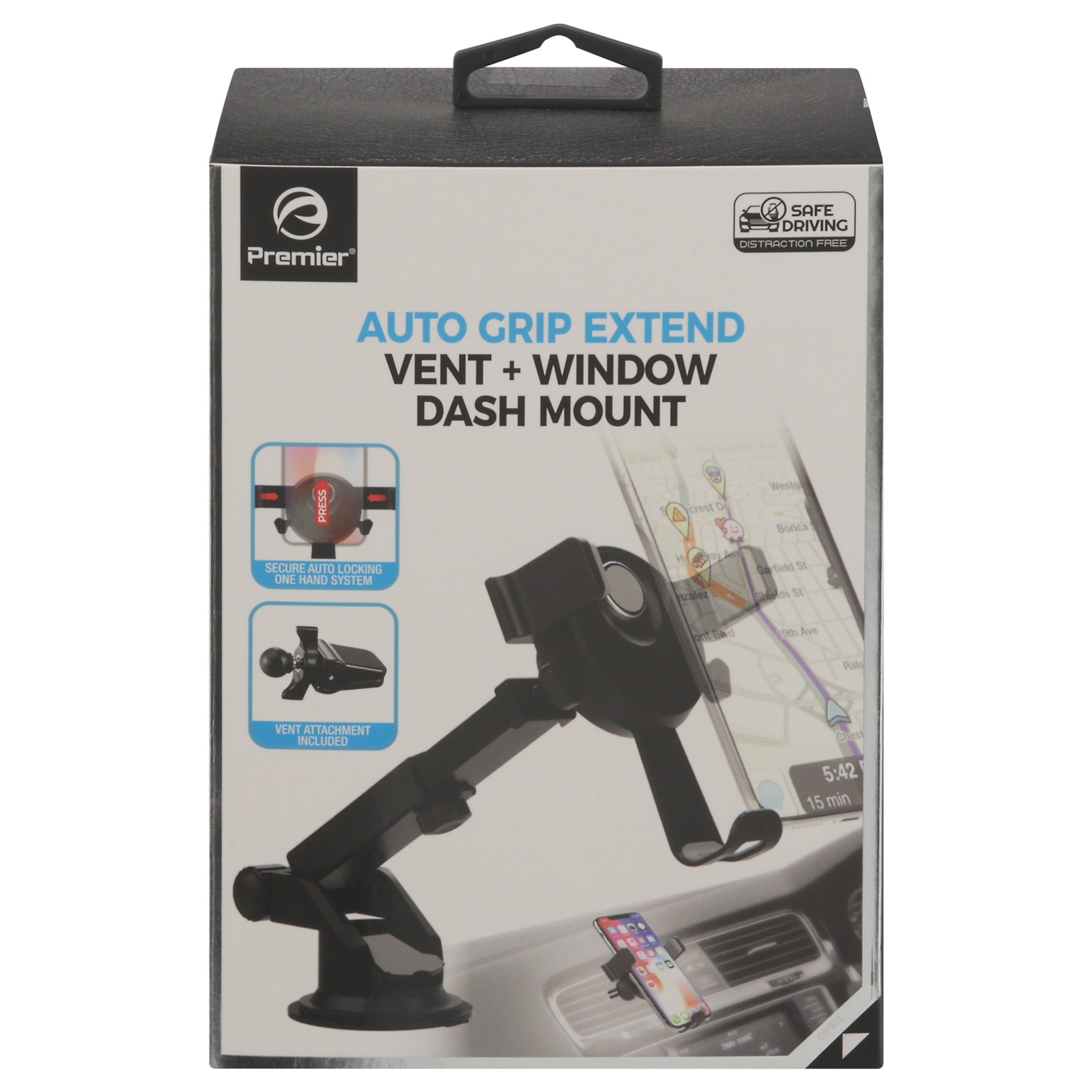 Premier Auto Grip Extend Vent + Window Dash Mount 1 ea - Case of 1