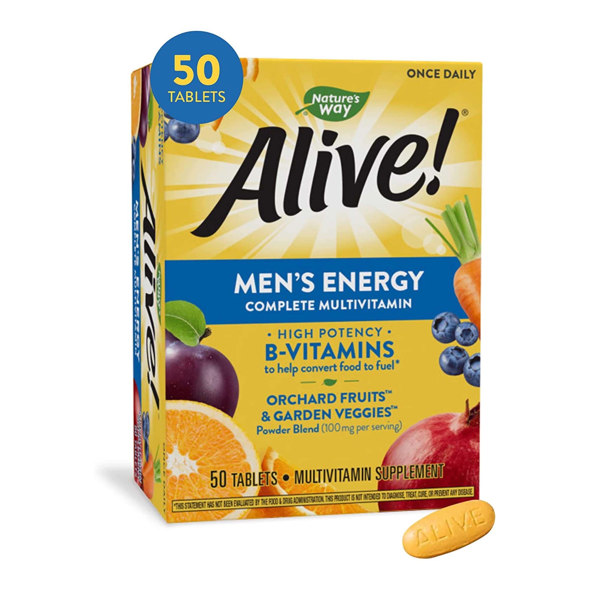 Nature's Way Brands LLC - Multivitamin Supplement Alive!® Men’s Energy Vitamin A / Vitamin C 900 mcg / 180 mg Strength Tablet 50 per Box [50/BX]