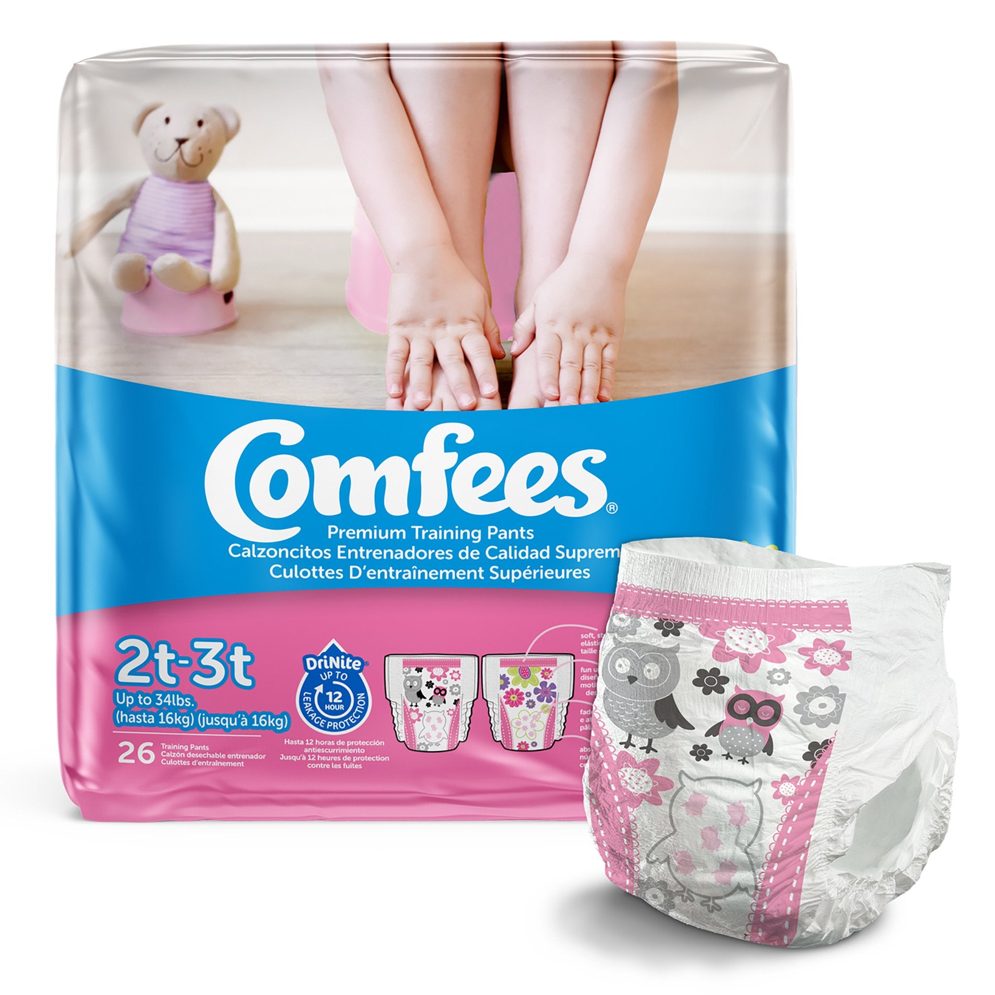 Attends Healthcare Products - Female Toddler Training Pants Comfees® Pull On with Tear Away Seams Size 2T to 3T Disposable Moderate Absorbency [26/BG] (993239_BG)