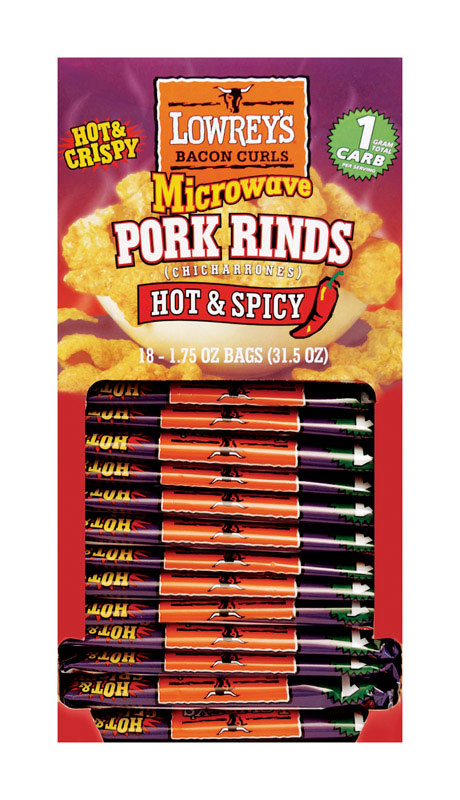 LOWREY'S - Lowrey's Hot and Spicy Microwave Pork Rinds 1.75 oz Packet - Case of 18