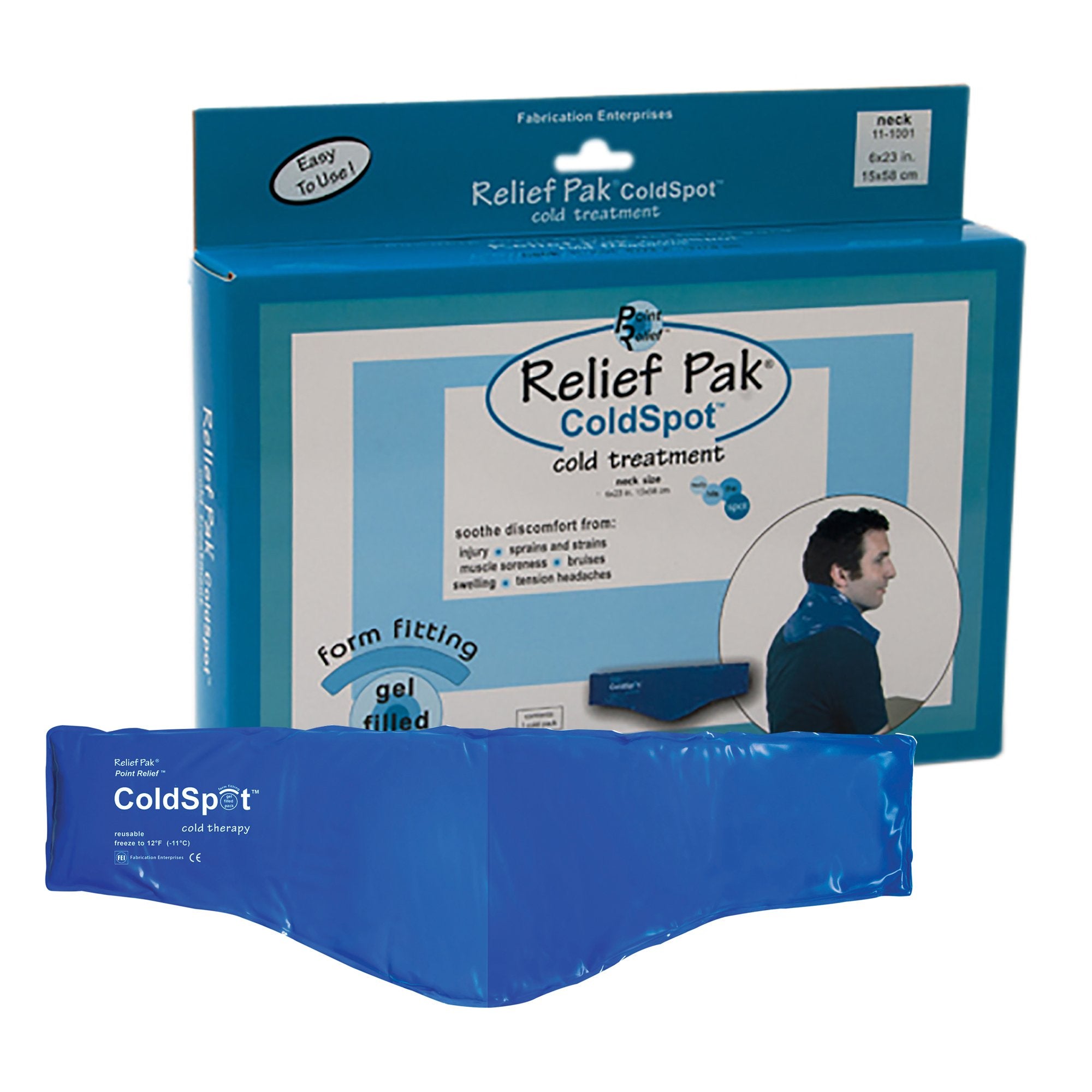 Fabrication Enterprises - Cold Pack Relief Pak® ColdSpot™ Contoured Neck 6 X 23 Inch Vinyl / Gel Reusable [1/EA]