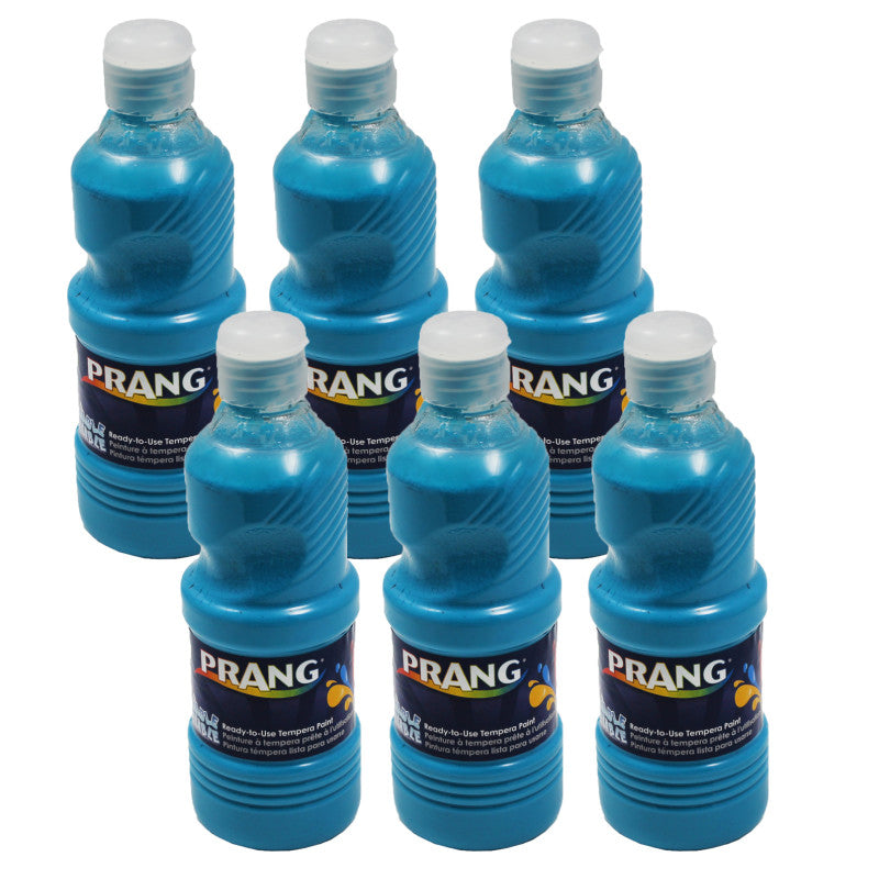 PRANG - Washable Tempera Paint, Turquoise, 16 oz, Pack of 6